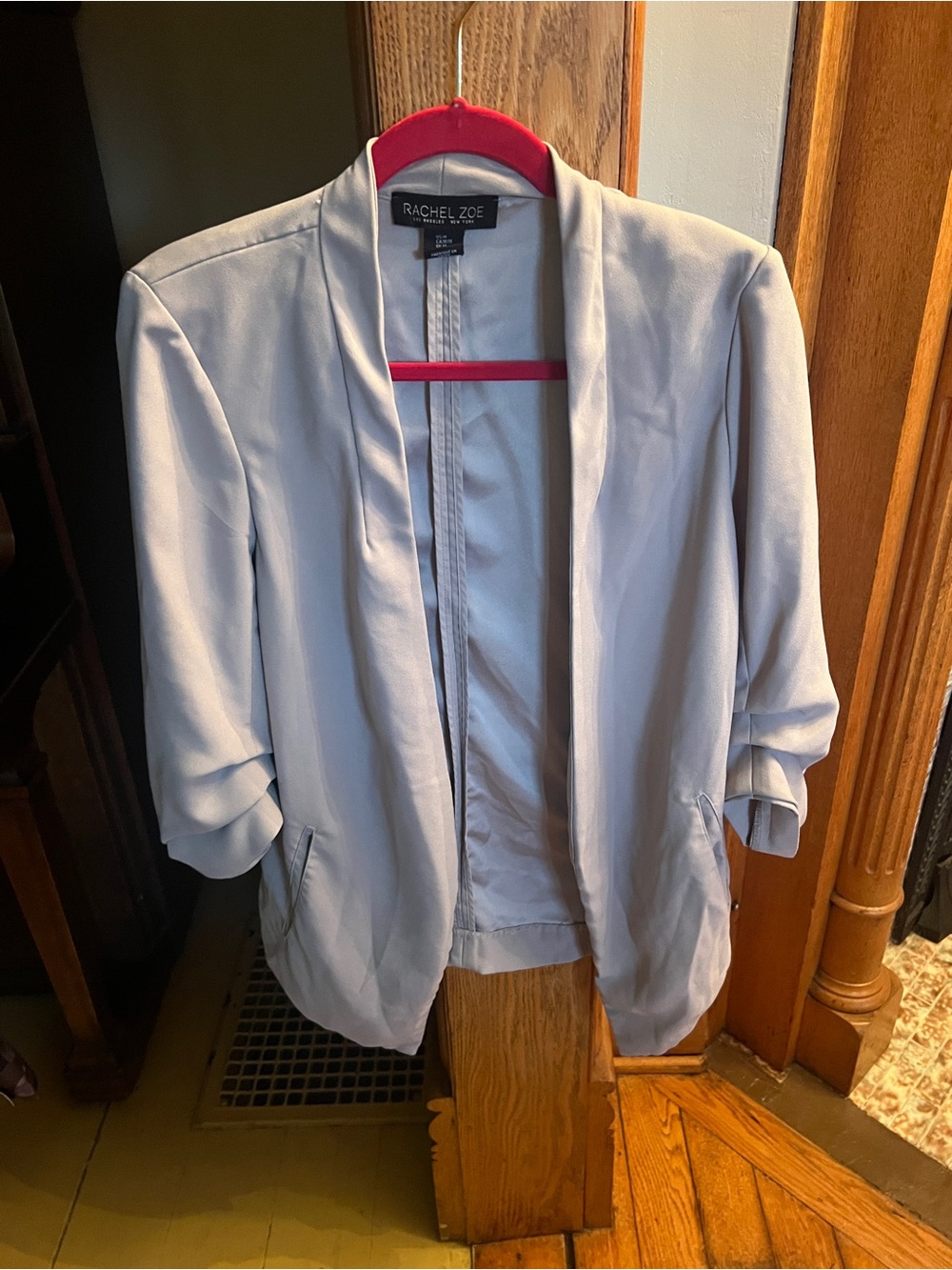 Rachel Zoe Pale Gray Open-Front Blazer with Shawl Collar
